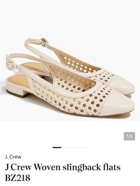 J. Crew Woven Slingback Flats in Cream